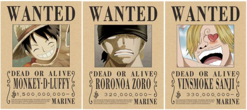 Cartel Decorativo Lenticular 3D WANTED - Luffy - Zoro - Sanji | One Piece