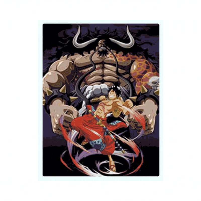 Cuadro Lenticular 3D Luffy Zoro Sanji Kaido | One Piece