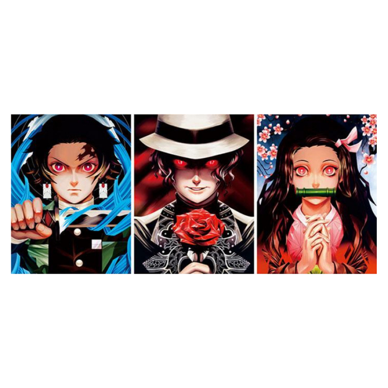 Cuadro Lenticular 3D Tanjiro, Muzan, Nezuko Demon Slayer