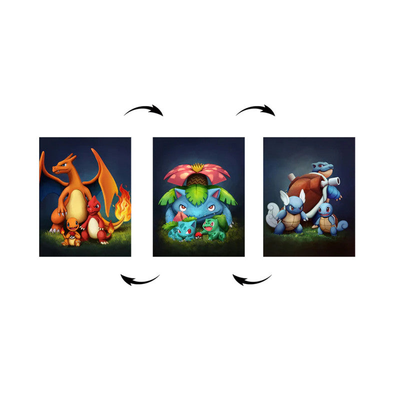 Cuadro Decorativo Charmander Bulbasaur Squirtle Evoluciones