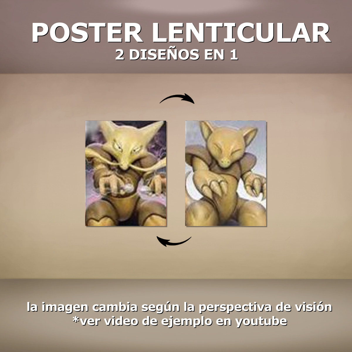 Cartel Decorativo Lenticular 3D Abra - Kadabra - Alakazam | Pokémon