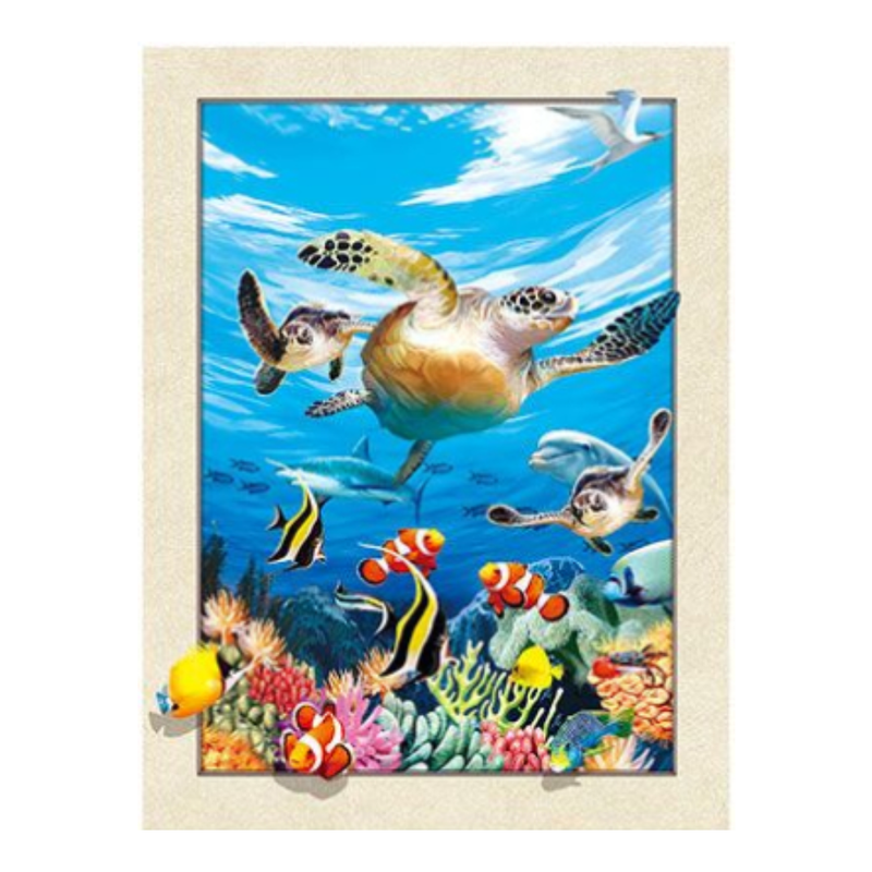 Cuadro Lenticular 3D Tortuga Marinas y Peces