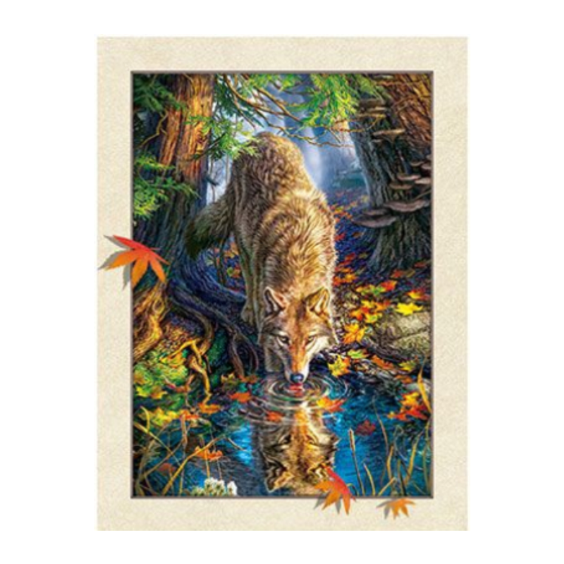 Cuadro Lenticular 3D Lobo Bebiendo Agua