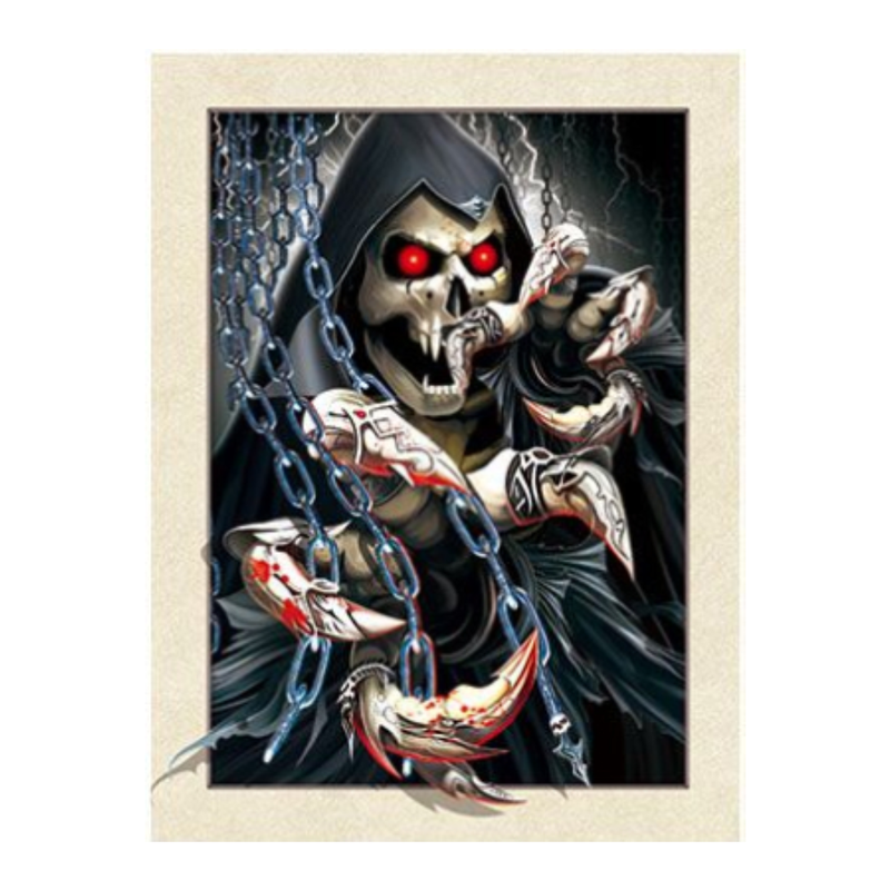 Cuadro Lenticular 3D Esqueleto Calavera Garras Cadenas