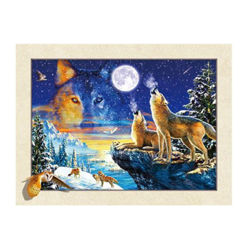 Cuadro Lenticular 3D Lobos Siberianos Aullando