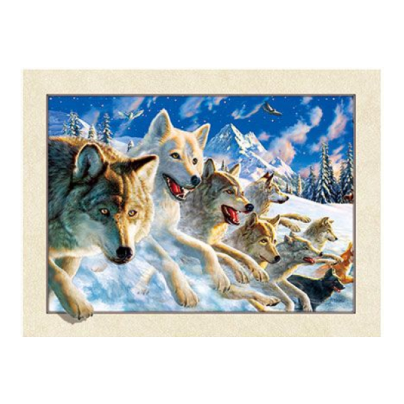 Cuadro Lenticular 3D Lobos en la Nieve