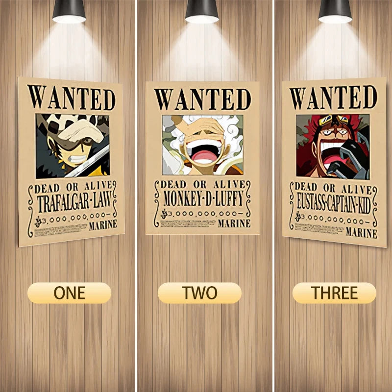 Cartel Decorativo Lenticular 3D Trafalgar Law Luffy Eustass Cap Kid
