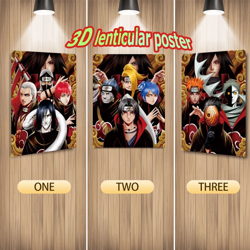 Cartel Decorativo Lenticular 3D Miembros de Akatsuki | Naruto