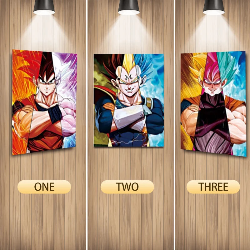Cartel Decorativo Lenticular 3D Goku y Vegeta Saiyajin | Dragon Ball