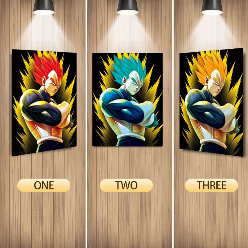 Cartel Decorativo Lenticular 3D Vegeta y sus fases | Dragon Ball