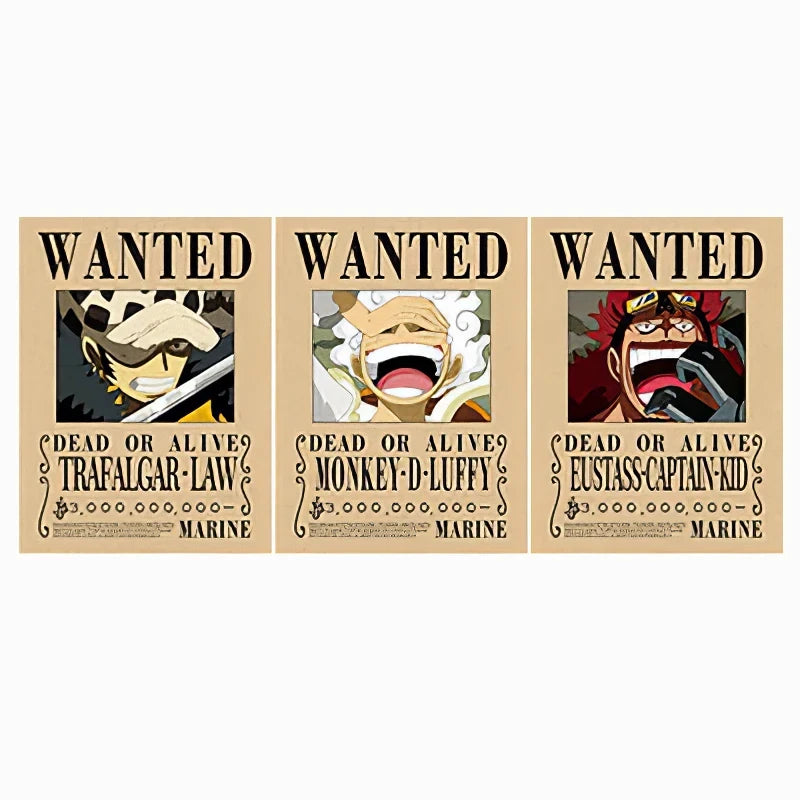 Cartel Decorativo Lenticular 3D Trafalgar Law Luffy Eustass Cap Kid