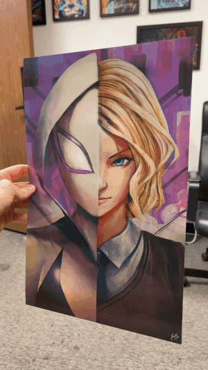 Cartel Decorativo Lenticular 3D Gwen Stacy Spider Verse Miles Morales