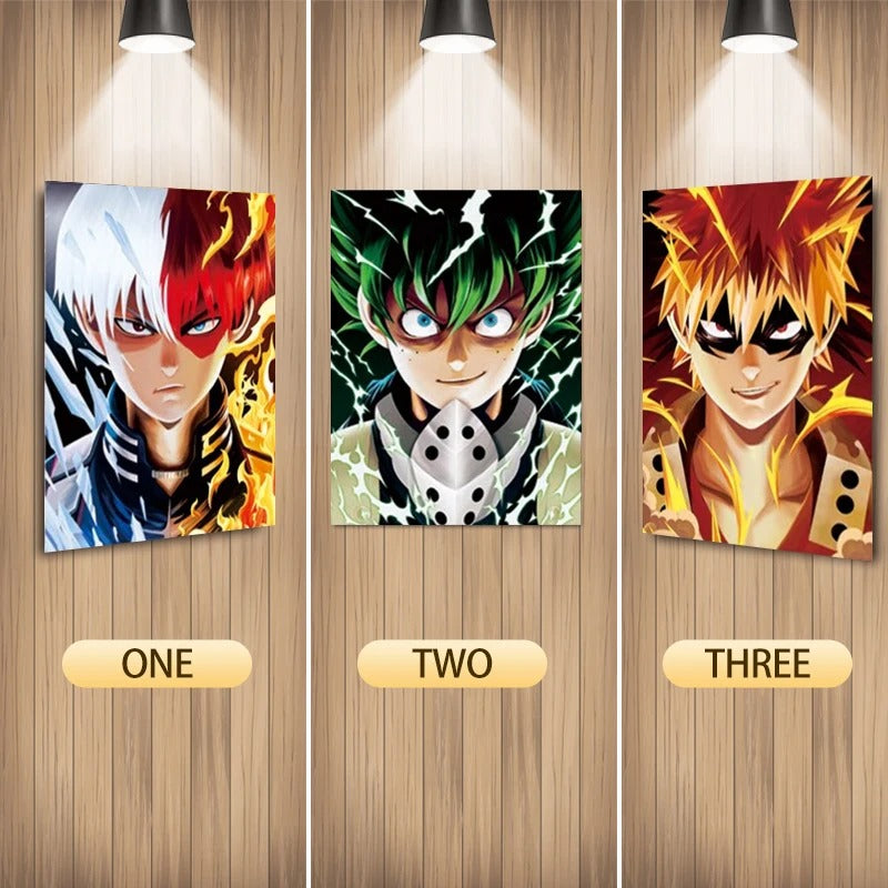 Cartel Decorativo Lenticular 3D Izuku Midoriya - Shoto Todoroki - Katsuki Bakugo | My Hero Academy