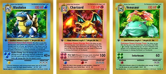 Cartel Decorativo Lenticular 3D Pokémon TCG 1° edición Charizard - Venusaur - Blastoise | Pokemon