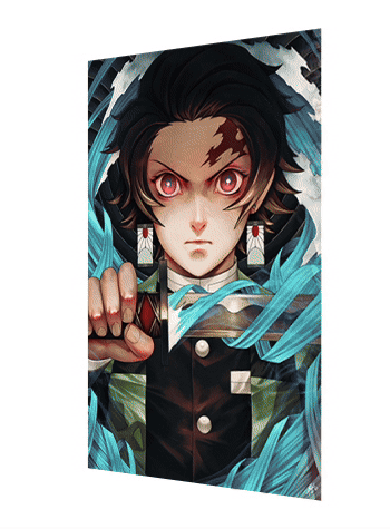 Cartel Decorativo Lenticular 3D Tanjiro - Muzan - Nezuko | Demon Slayer