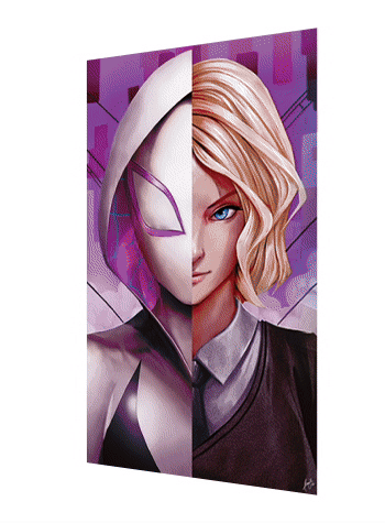 Cartel Decorativo Lenticular 3D Gwen Stacy Spider Verse Miles Morales
