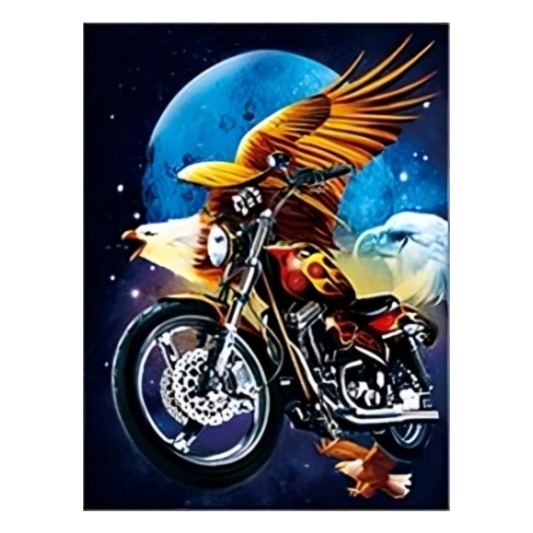 Cuadro Lenticular 3D Águila Moto Clásica