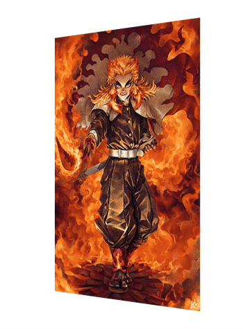 Cartel Decorativo Lenticular 3D Kyojuro Rengoku - Akaza | Demon Slayer
