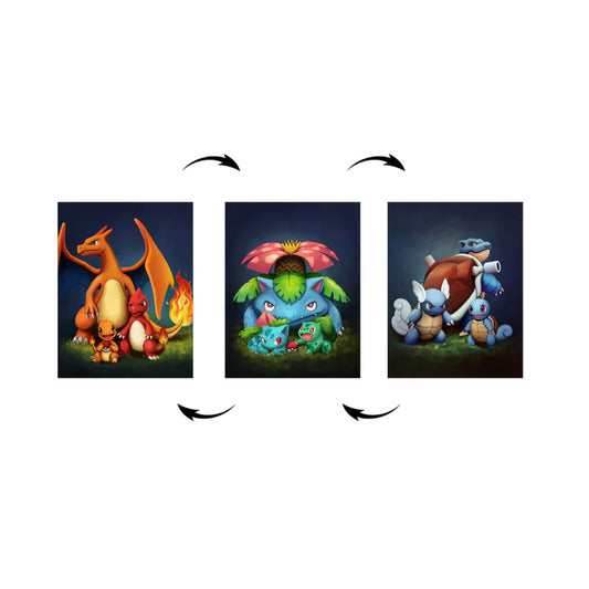 Cuadro Decorativo Charmander Bulbasaur Squirtle Evoluciones 