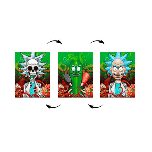 Rick Pickle Rick Skull Cuadro Decorativo Lenticular 3D