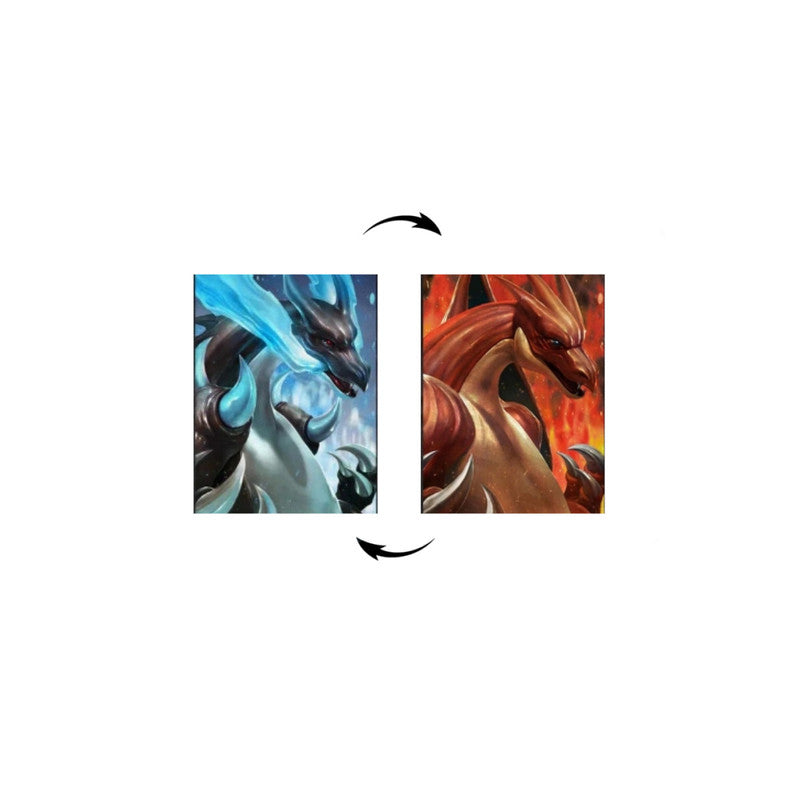 Charizard And Dark Charizard Cuadro Decorativo Lenticular 3D