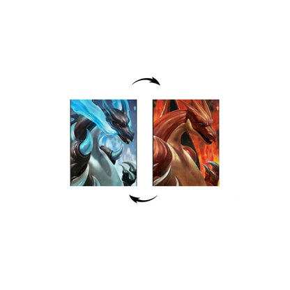 Charizard And Dark Charizard Cuadro Decorativo Lenticular 3D