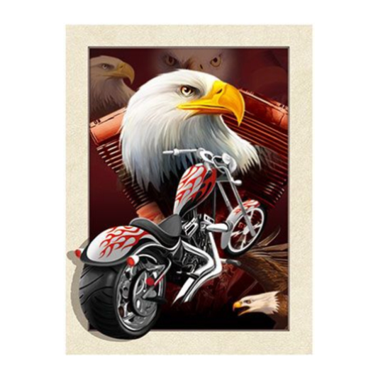 Cuadro Lenticular 3D Águila Moto Clásica
