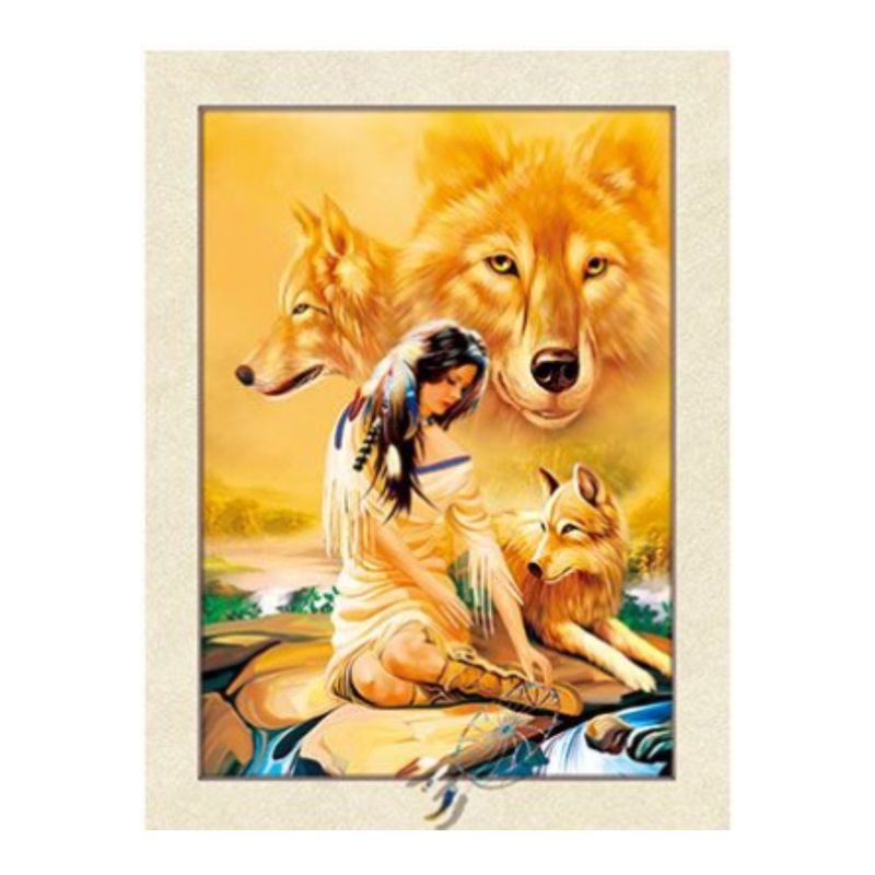 Cuadro Lenticular 3D Mujer y Lobos