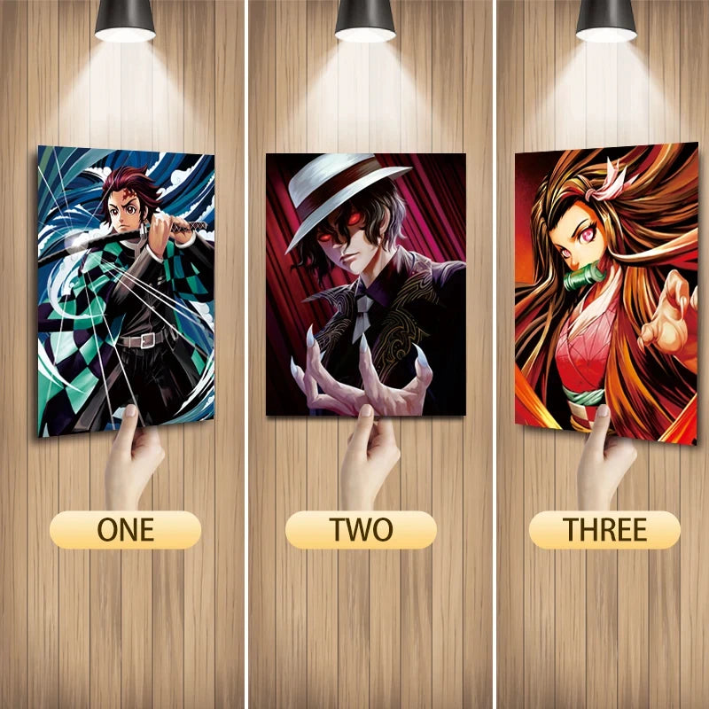 Cartel Decorativo Lenticular 3D Tanjiro - Nezuko - Muzan Kibutsuji | Demon Slayer