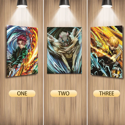 Cartel Decorativo Lenticular 3D Tanjiro- Inozuke - Zenitsu | Demon Slayer
