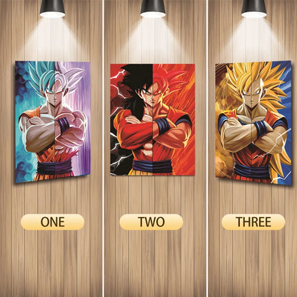 Cartel Decorativo Lenticular 3D Goku en distintas fases | Dragon Ball
